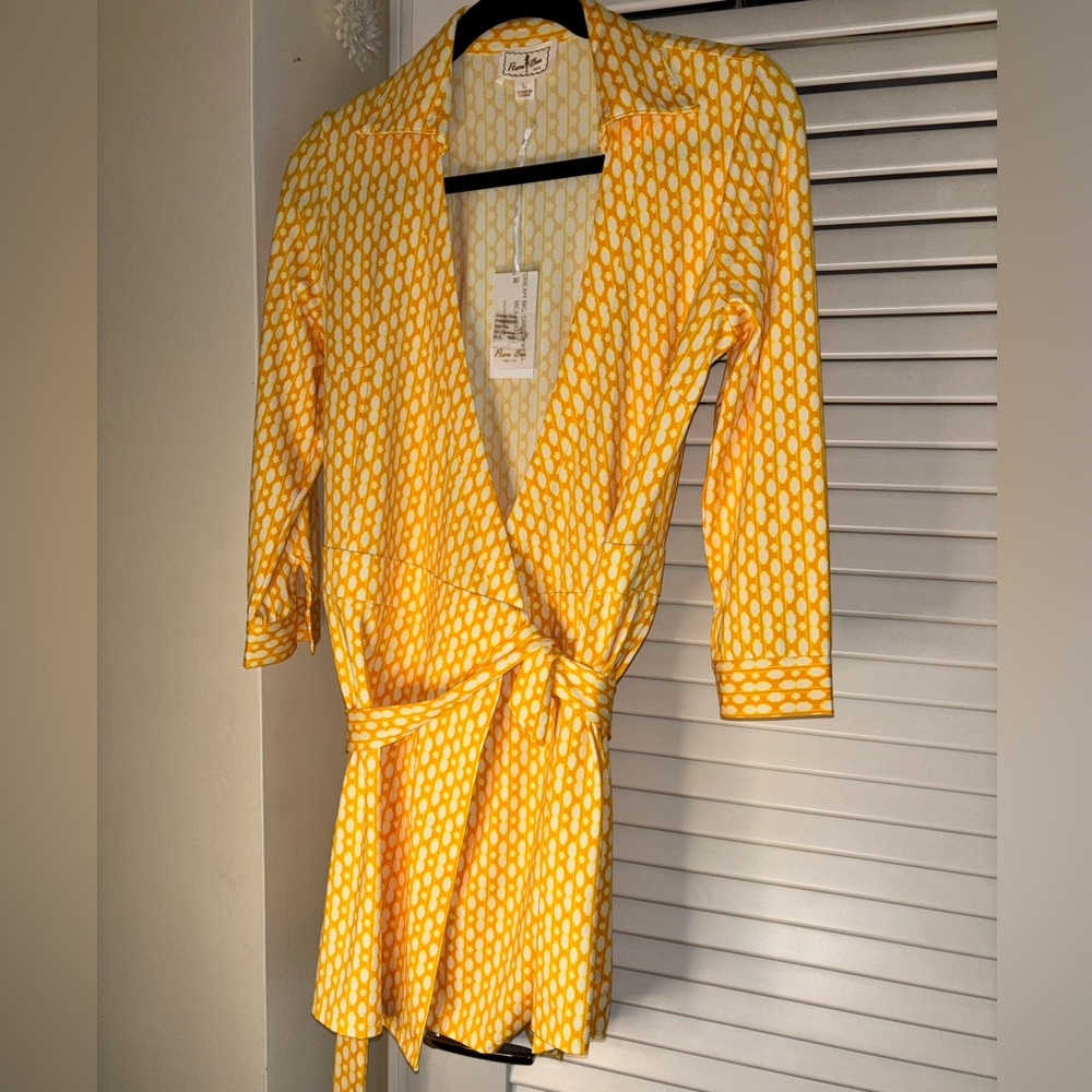 Yellow Wrap Tie Dress Romper (shorts underneath) - Picture 2 of 6